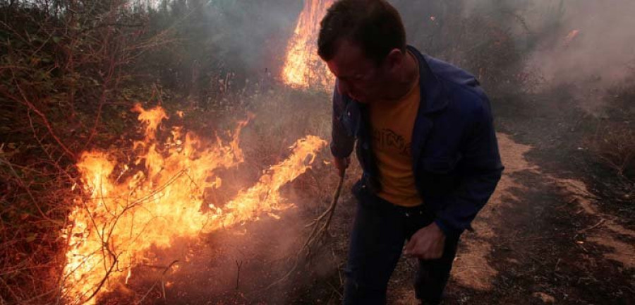 Los efectivos contra el fuego logran controlar las llamas en Ourense