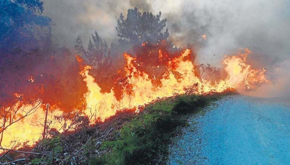 Cuatro nuevos incendios arrasan Ferrolterra en pleno temporal de viento