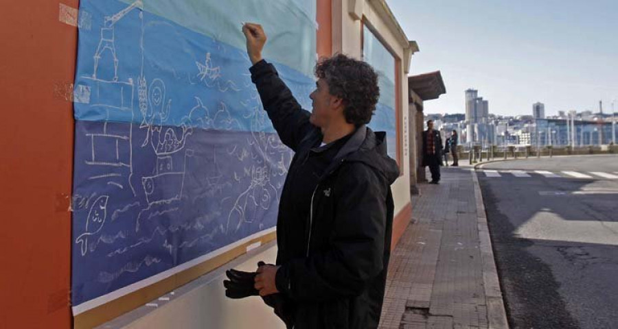 Un mural en honor a Lugrís exige el fin de las barreras arquitectónicas del Puerto