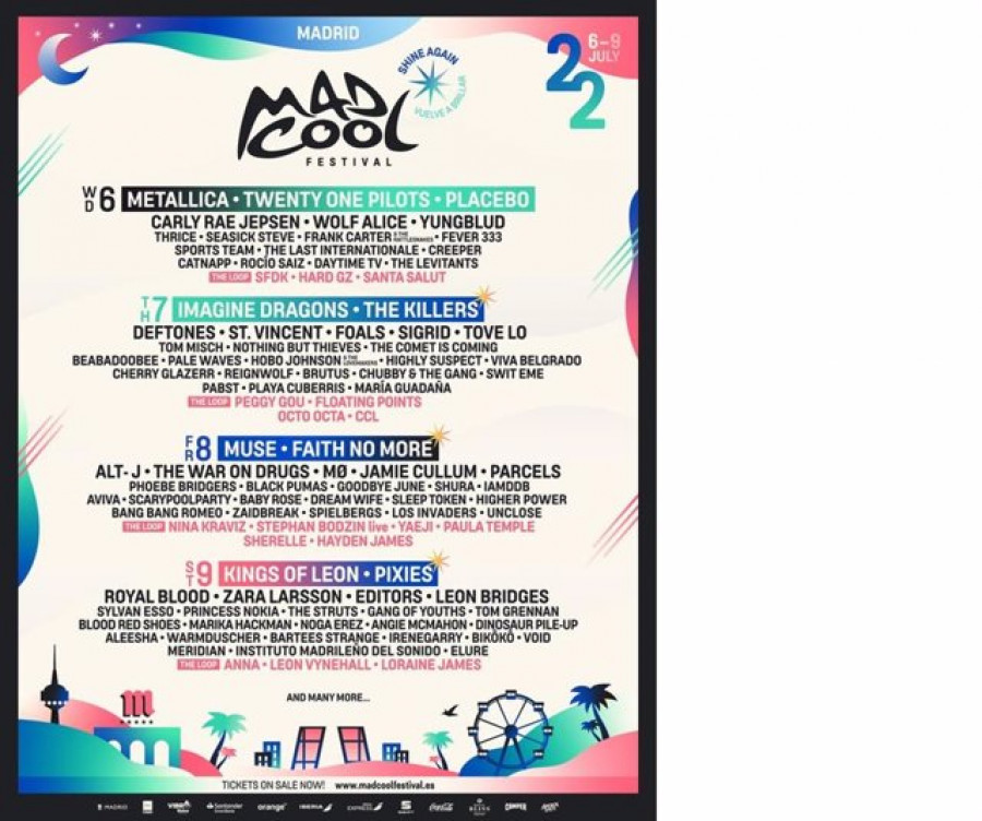 El Festival Mad Cool confirma un cartel con 104 artistas y bandas para 2022 con Metállica e Imagine Dragons entre ellos