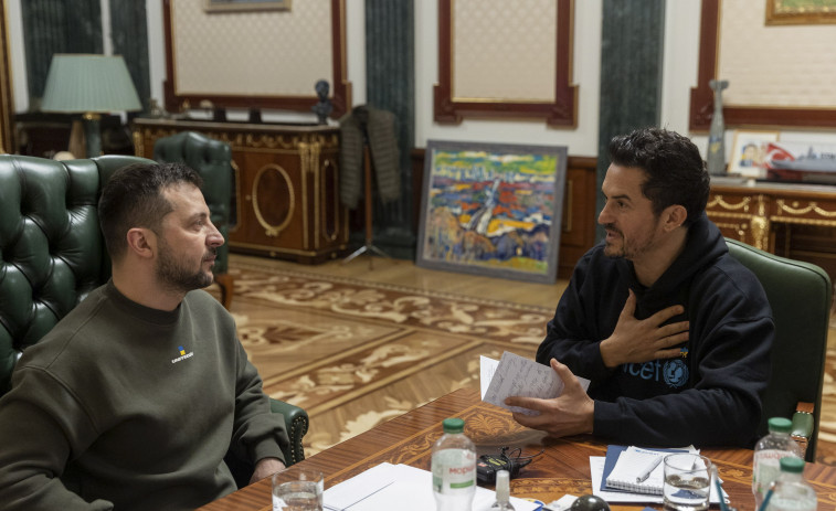 El actor Orlando Bloom, embajador de UNICEF, se reúne con Zelenski