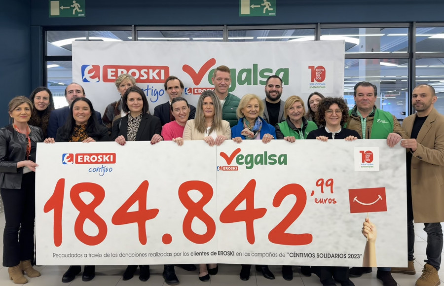 Vegalsa-Eroski y sus clientes aportan más de 180.000 euros a causas sociales con el céntimo solidario