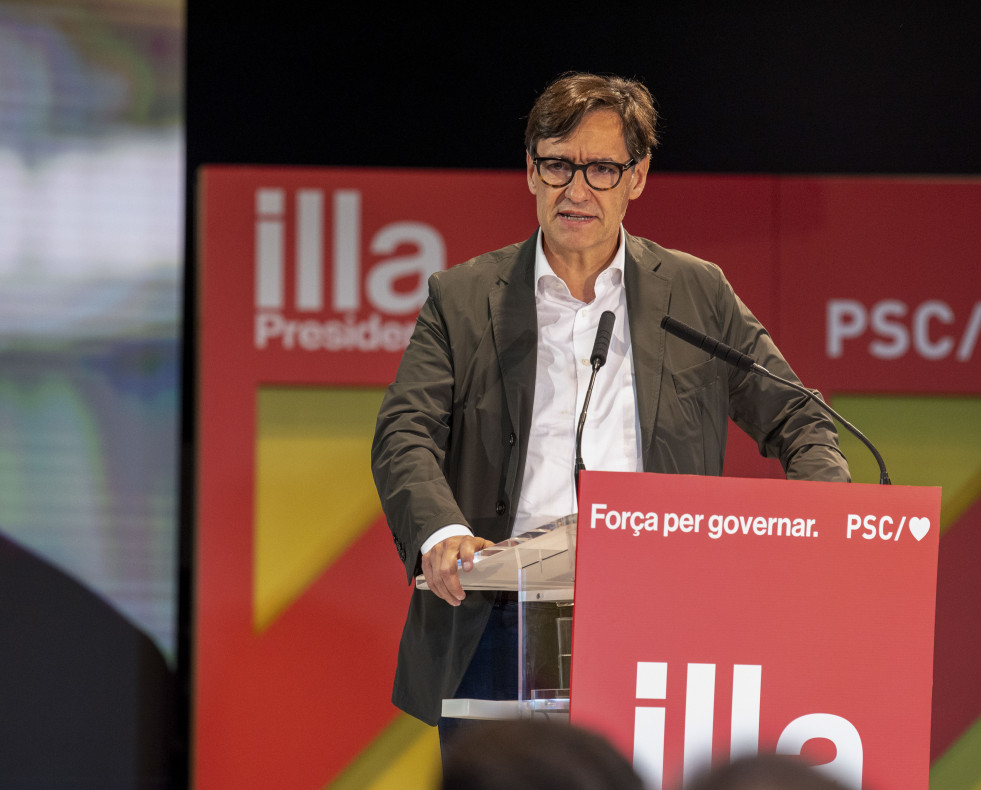 El primer secretario del PSC, Salvador Illa, participa en un acto electoral del PSC en Lleida, este viernes