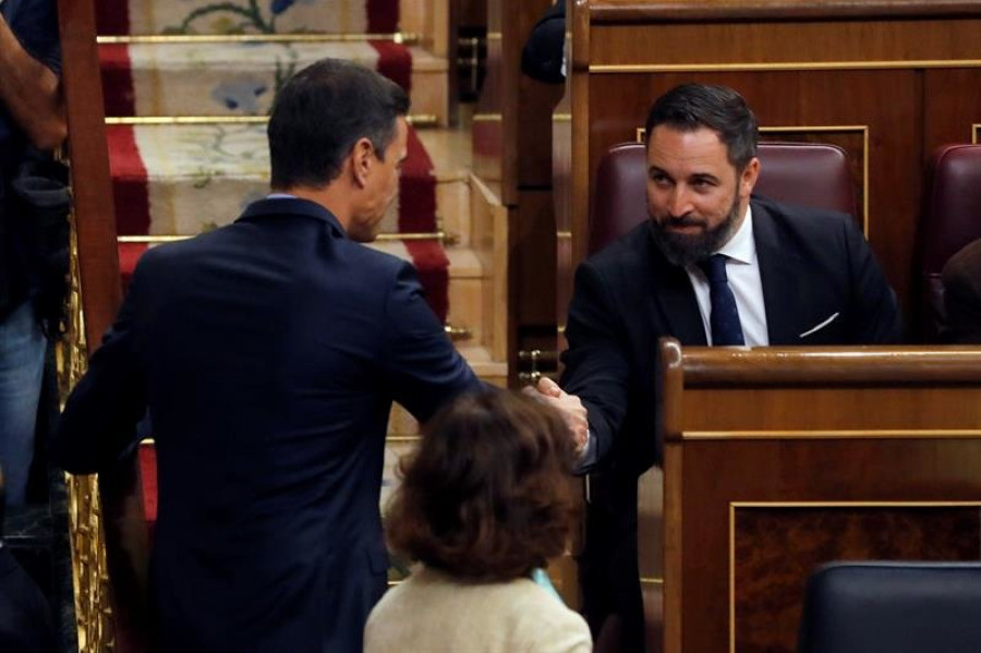 Provocación de Vox en el Congreso: Abascal se sienta detrás de Sánchez