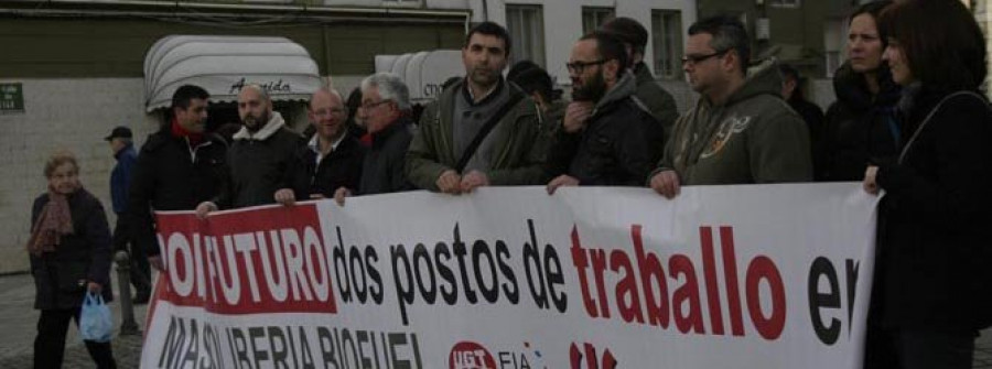 Los trabajadores de la planta ferrolana de biodiésel de Masol protestan contra el ERTE