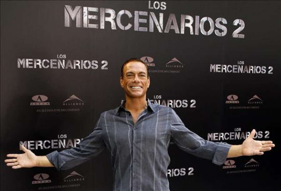 Los actores Van Damme,Statham y Lundgren presentan en Madrid los "Mercenarios 2