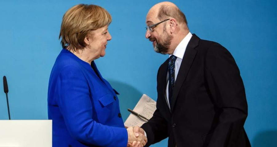 Merkel y Schulz encarrilan su coalición para gobernar Alemania