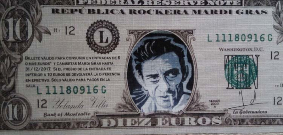 La Mardi Gras estampa “cheques regalo” con la cara de Johny Cash