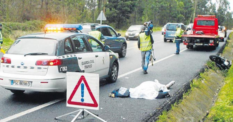 Muere un motorista al salirse de la carretera en Caldas de Reis