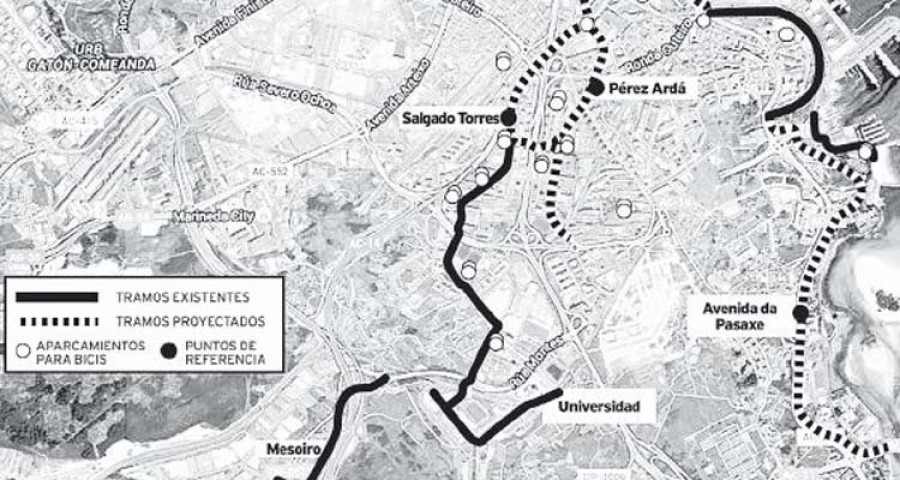 El carril bici entre Los Cantones y A Pasaxe se hará realidad en 2018