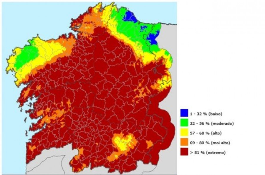 Riesgo extremo de incendios en Galicia