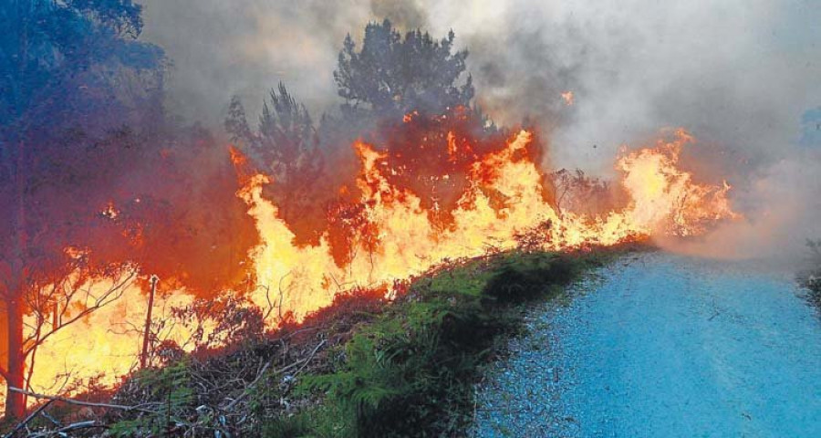 Cuatro nuevos incendios arrasan Ferrolterra en pleno temporal de viento