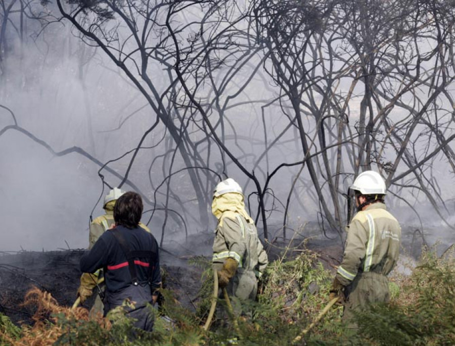 Un incendio forestal calcina casi tres hectáreas de monte raso en As Rañas