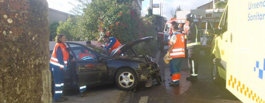 Protección Civil rescata a un conductor de un vehículo que sufrió una salida de vía en Lema