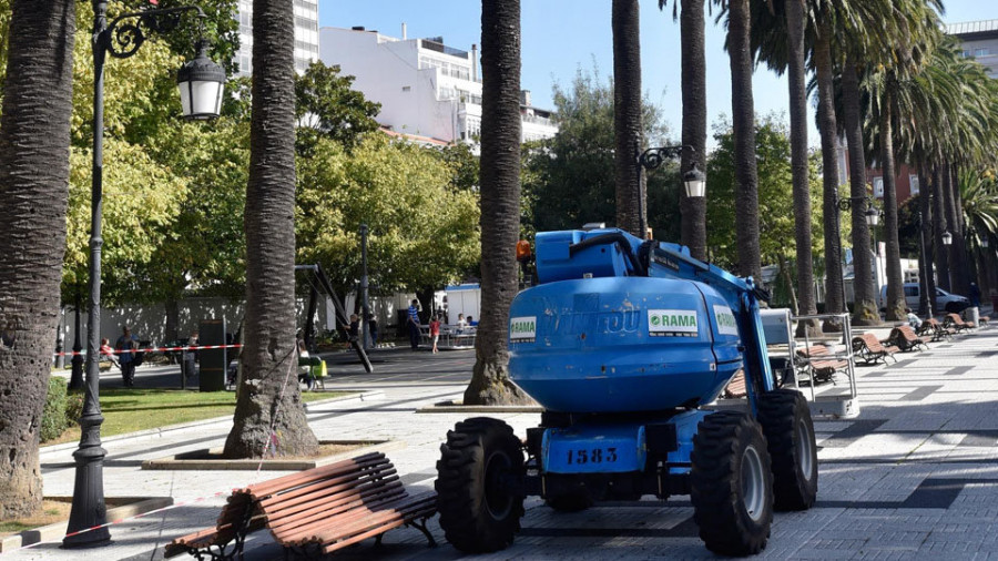 El picudo rojo afecta a una palmera de Méndez Núñez ubicada frente a la Terraza