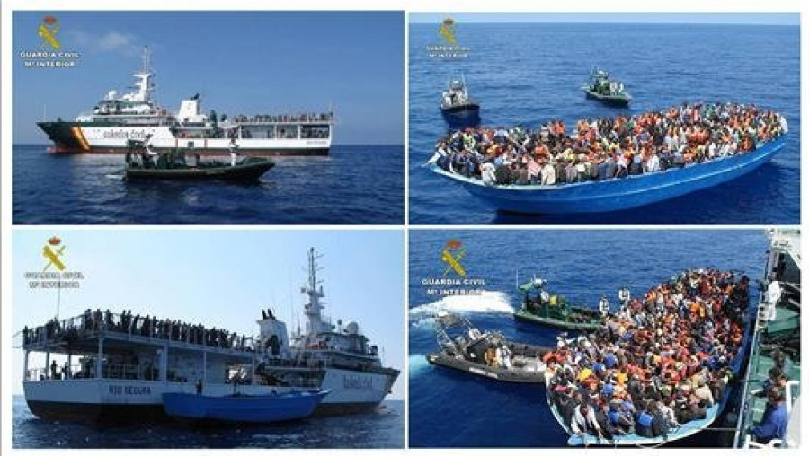 La Guardia Civil participa en el rescate de 589 inmigrantes al sur de Lampedusa