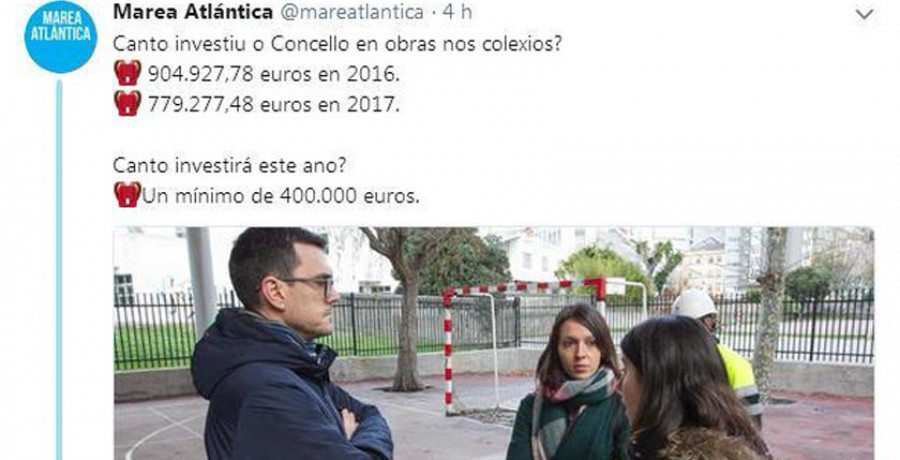 La Marea y Rosa Gallego se enzarzan en las redes sociales por las obras en colegios