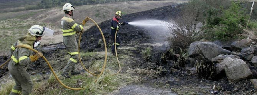 El primer incendio forestal de 2015 quema 300 metros de monte en A Zapateira