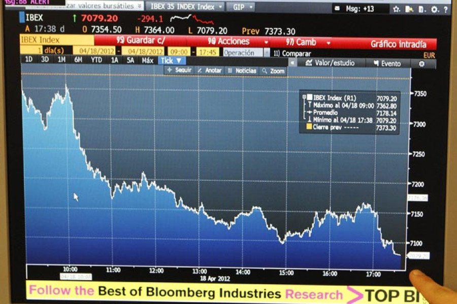 La Bolsa registra su mayor descenso del año al hundirse casi un cuatro por ciento