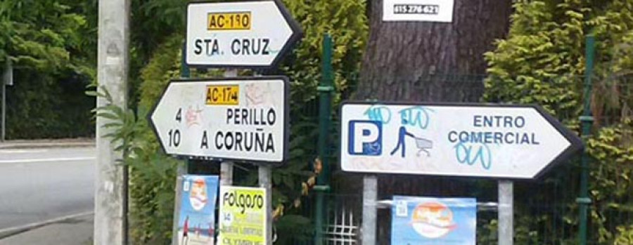 Oleiros multará a las comisiones de fiestas que coloquen sus carteles en las señales