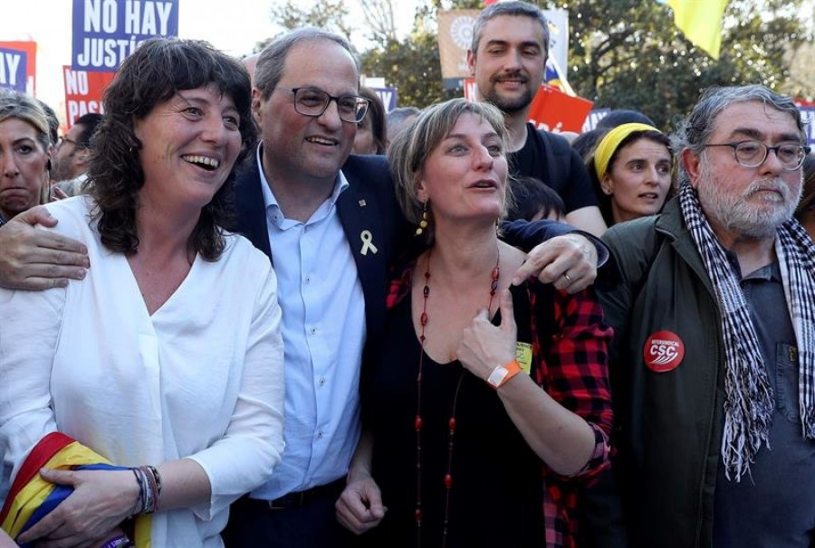 Torra encabeza la protesta contra el juicio del "procés" en Madrid