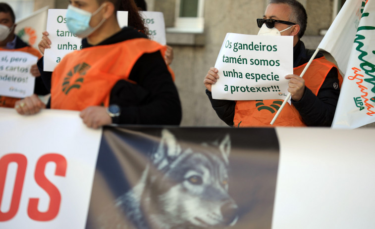 Un centenar de ganaderos protestan por la falta de ayudas ante los ataques del lobo