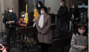 Procesión de la Borriquilla, en el interior de la iglesia de los Capuchinos