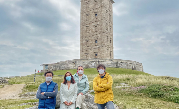 Inés Rey recibe al jurado de Masterchef durante la grabación en A Coruña de un episodio del programa