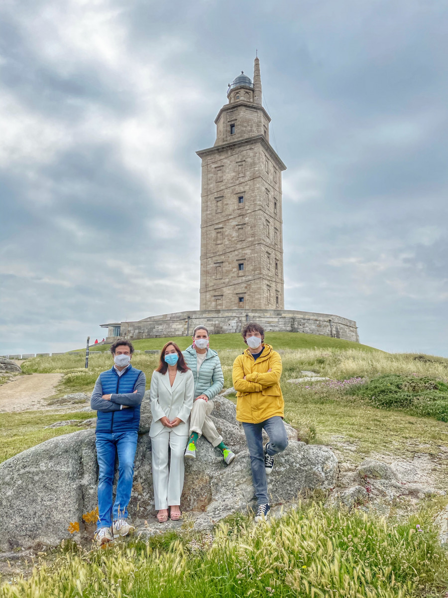 Inés Rey recibe al jurado de Masterchef durante la grabación en A Coruña de un episodio del programa