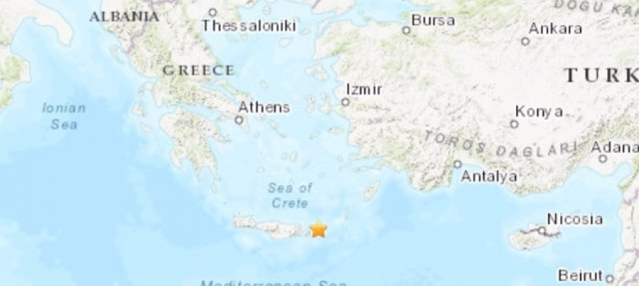 Registrado un terremoto de magnitud 6,3 frente a la isla de Creta