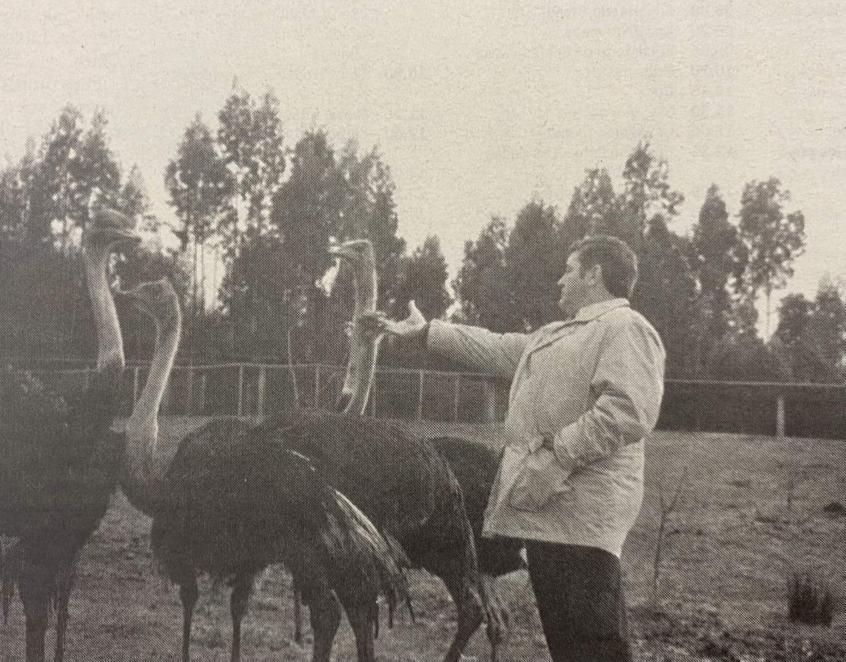 Eliseo Vu00e1zquez Barbeito cru00eda avestruces en Vimianzo en 1997