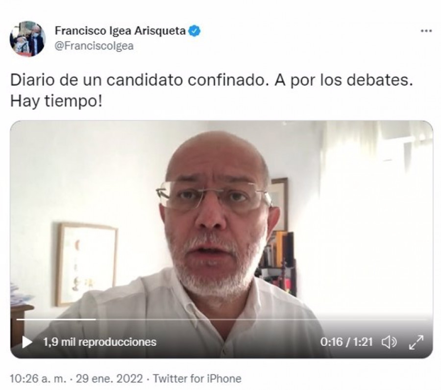 Igea propone aplazar los debates hasta que termine el aislamiento por COVID para que sean justos e igualitarios