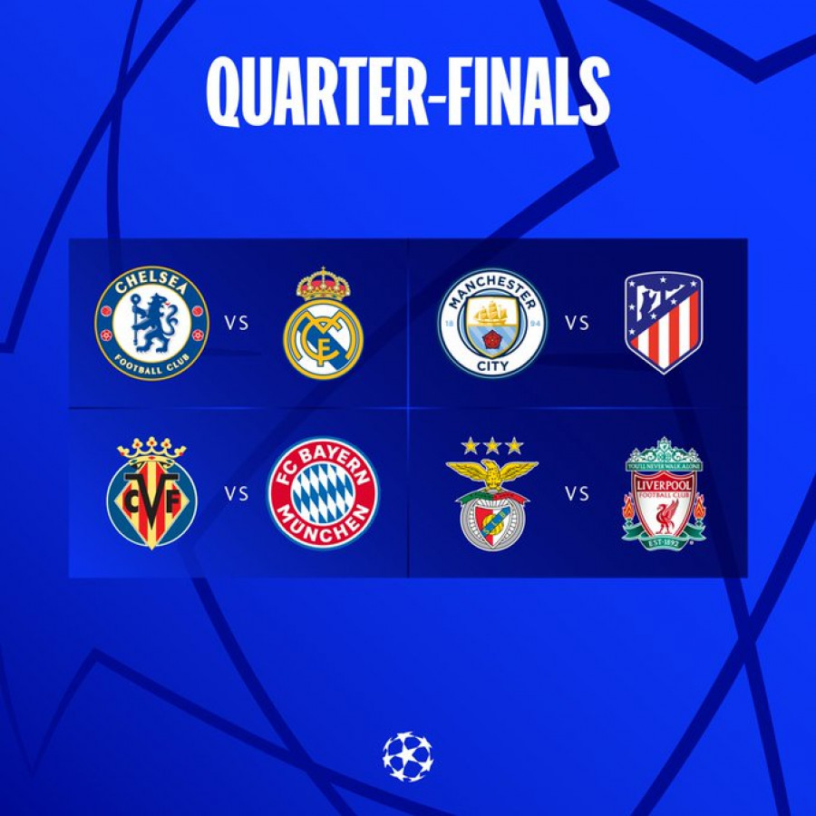 Real Madrid-Chelsea, Atlético-Manchester City y Villarreal-Bayern, cuartos de la 'Champions'