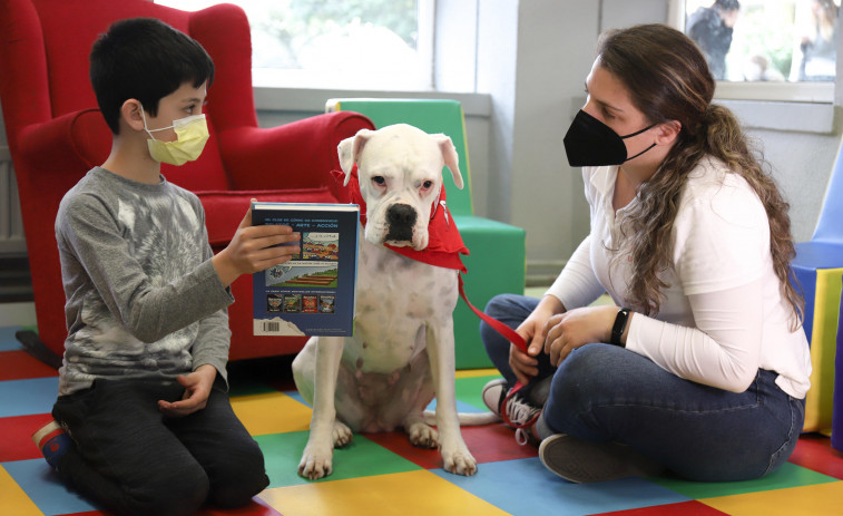 Reportaje | Dana  y Nora, las perritas que “leen” con los niños de Tarrío