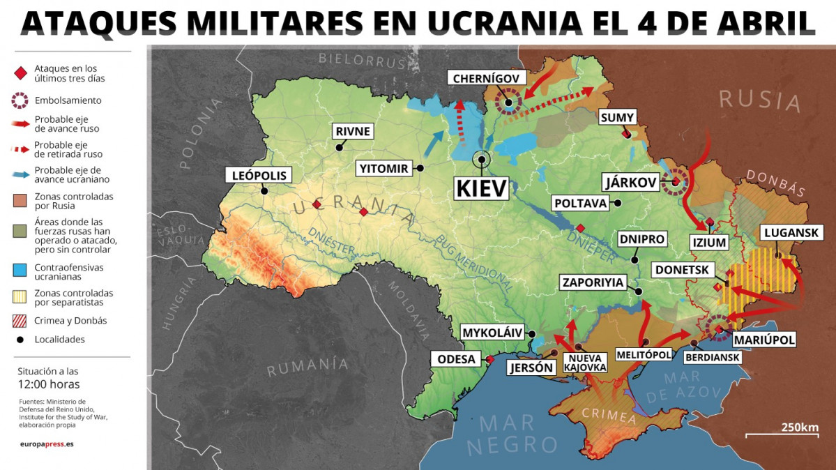EuropaPress 4360621 mapa ataques militares ucrania abril 2022 estado 1200 horas alrededor 340 13141853