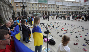 Manifestación en María Pita contra las masacres en Ucrania