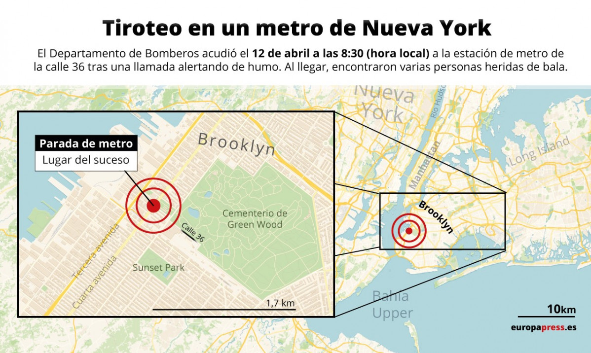 EuropaPress 4379715 mapa localizacion metro donde sucedido tiroteo 12 abril nueva york estados 17072083