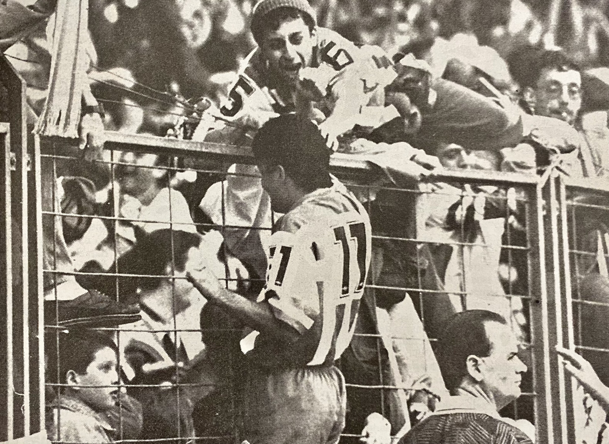 Bebeto celebra su gol en Las Gaunas en 1995