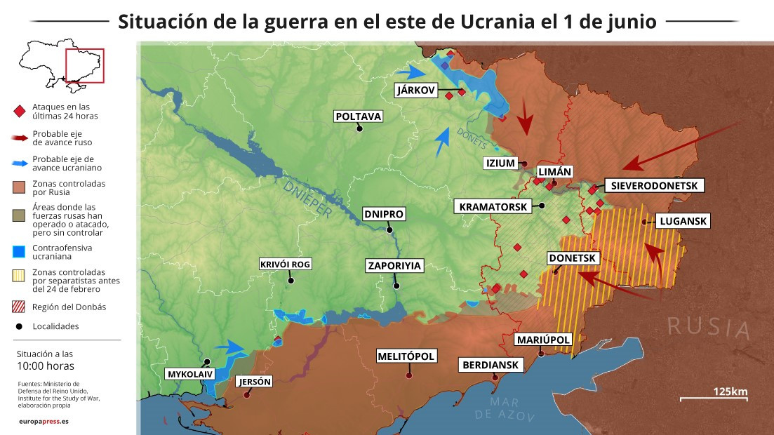 EuropaPress 4491401 mapa situacion guerra ucrania junio 2022 estado 1000 horas autoridades ucrania 12075091