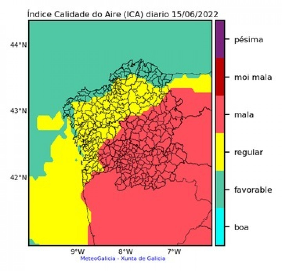 El polvo africano dejará mala calidad del aire este miércoles en la mitad oriental de Galicia, con aviso por tormentas