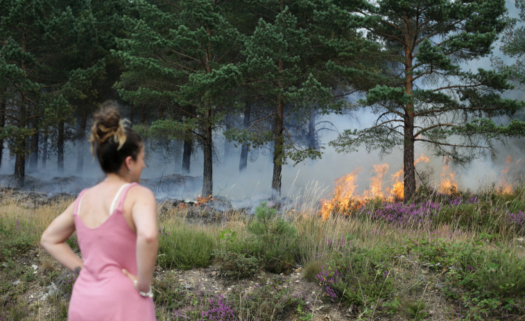 Los medios de extinción trabajan en doce incendios forestales en Galicia