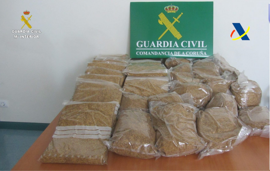 La Guardia Civil y Aduanas se incautan de 83 kilos de tabaco de contrabando en  A Coruña