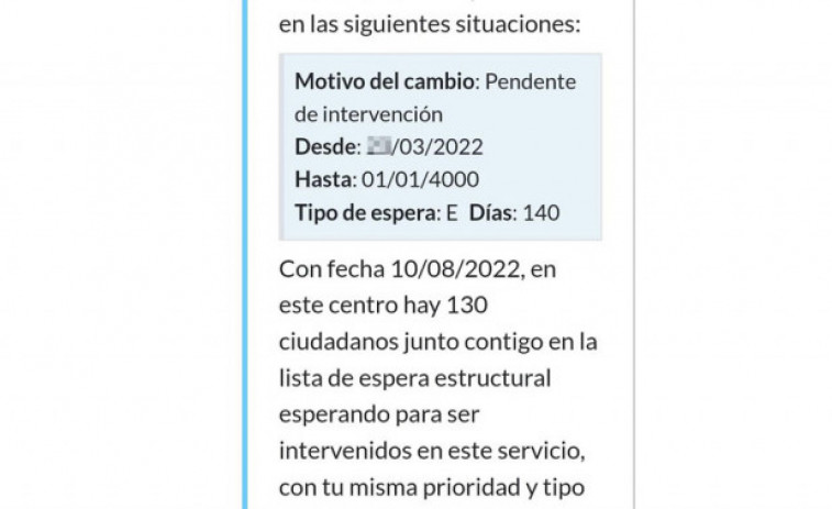 Un vecino de A Illa de Arousa recibe de plazo máximo para una operación el 1 de enero del año 4000