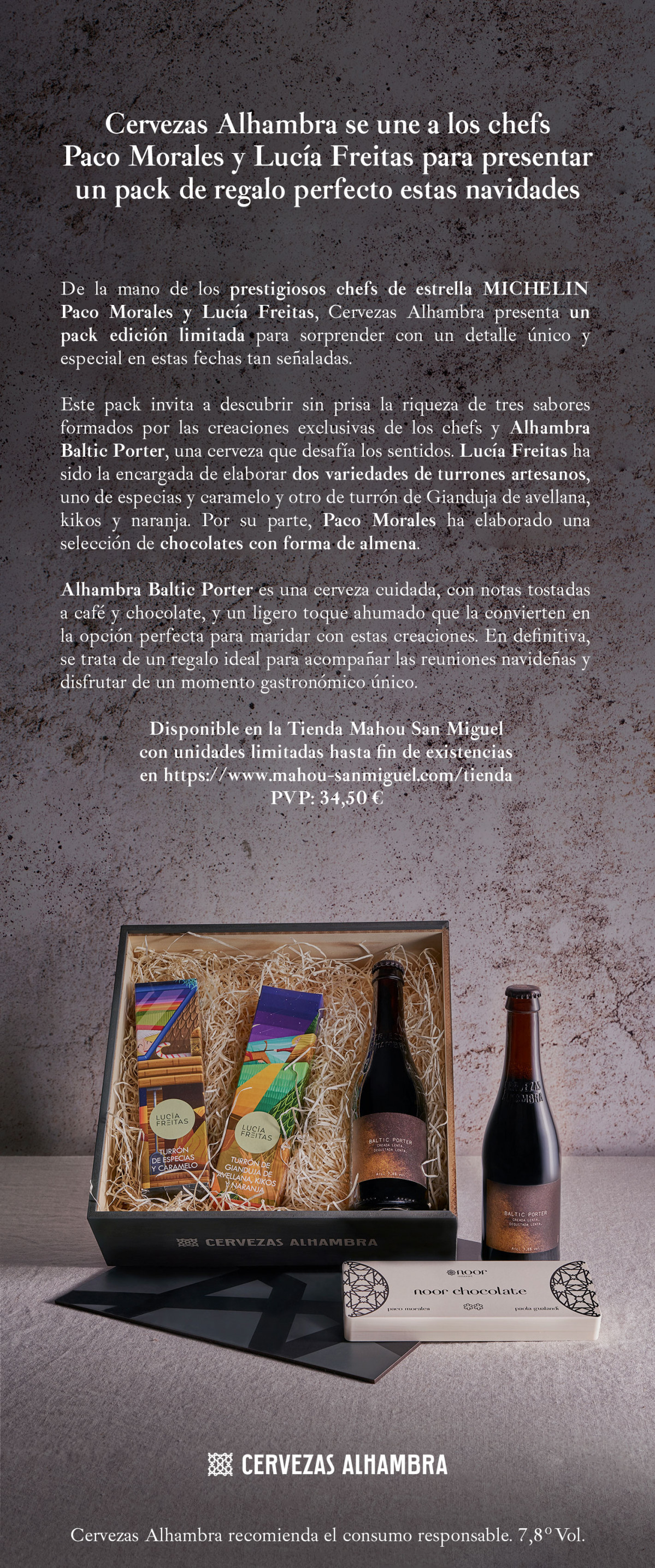 Lucía Freitas y Morales se unen a Cervezas Alhambra presentar un pack de perfecto estas navidades