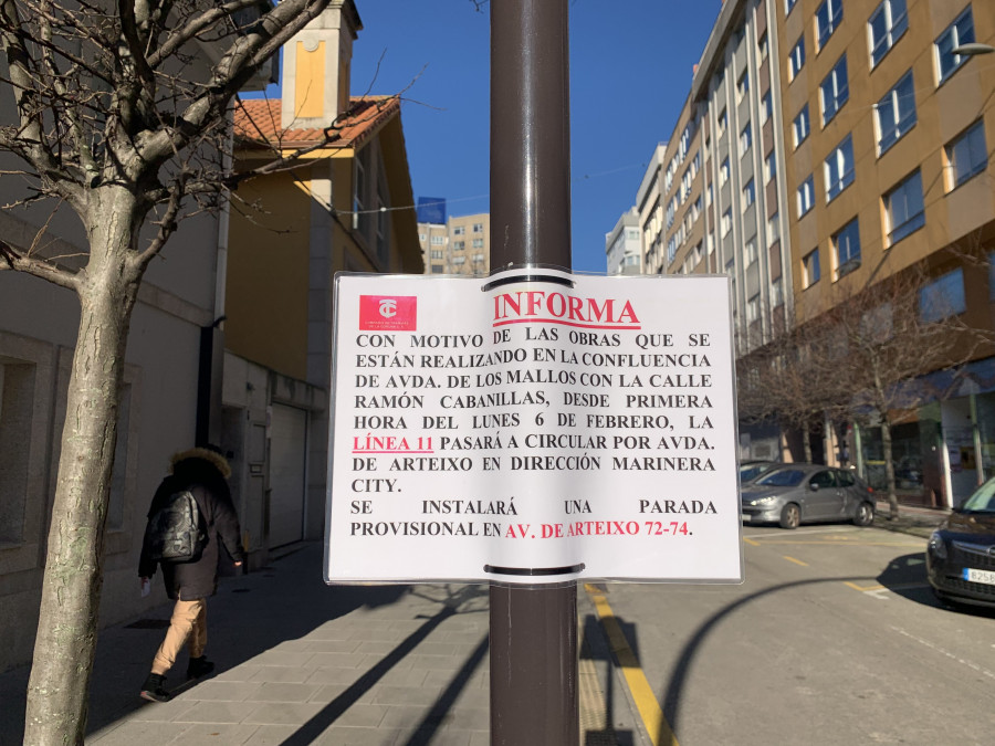 La línea 11 de bus se desplaza de Os Mallos a la avenida de Arteixo durante un mes