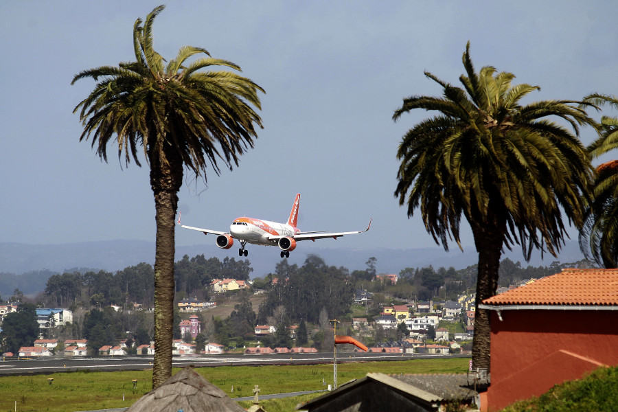 La gaita suena en el primer vuelo Ginebra-A Coruña