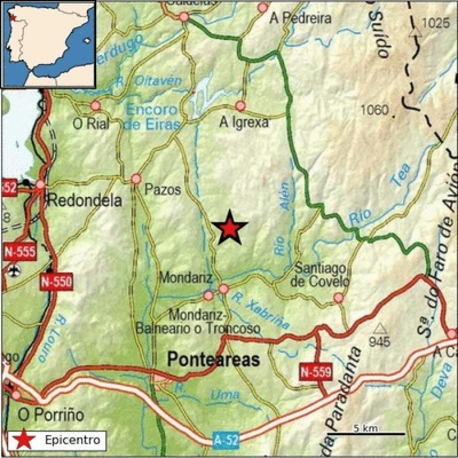 Un pequeño terremoto en Mondariz se deja sentir en más de veinte ayuntamientos