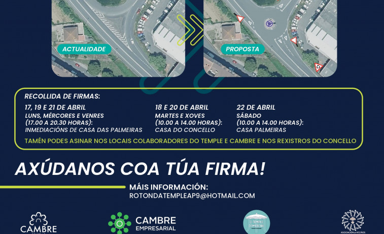 Cambre recoge firmas para pedir una rotonda de acceso a la AP-9 en Cambre