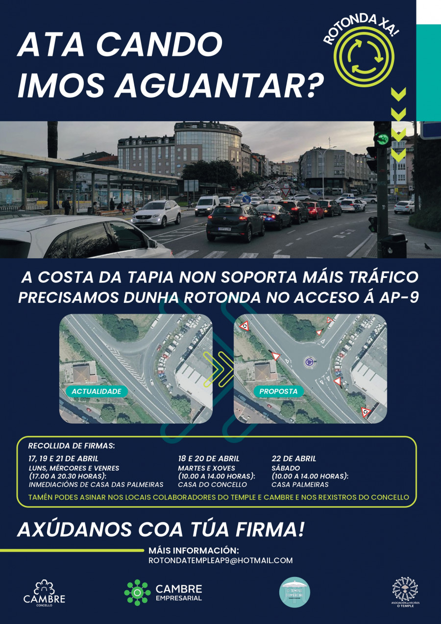 Cambre recoge firmas para pedir una rotonda de acceso a la AP-9 en Cambre