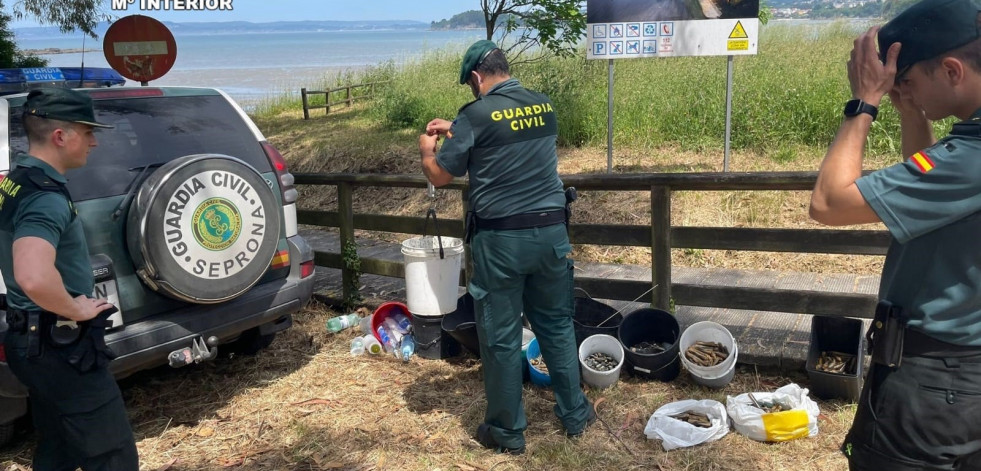 Identifican a diez furtivos con 50 kilos de marisco en una playa de Bergondo